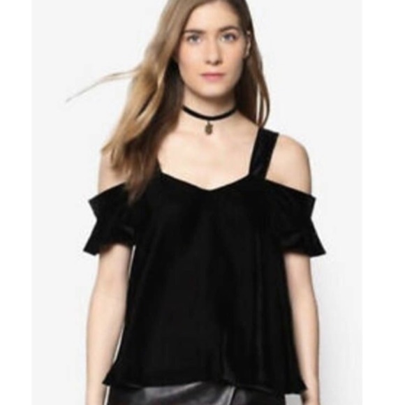 TOPSHOP BARDOT COLD SHOULDER FLUTTER SLEEVE TOP SIZE 8 - Picture 1 of 13